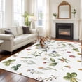 thumbnail image 2 of Botanical Flower Area Rugs 6'x9', Washable Small Throw Rugs for Kitchen Dining room, Spring Watercolor Floral Leaf Plant Indoor Outdoor Rug Non-Slip Low Pile Carpet Runner Reversible Floor Mats, 2 of 8