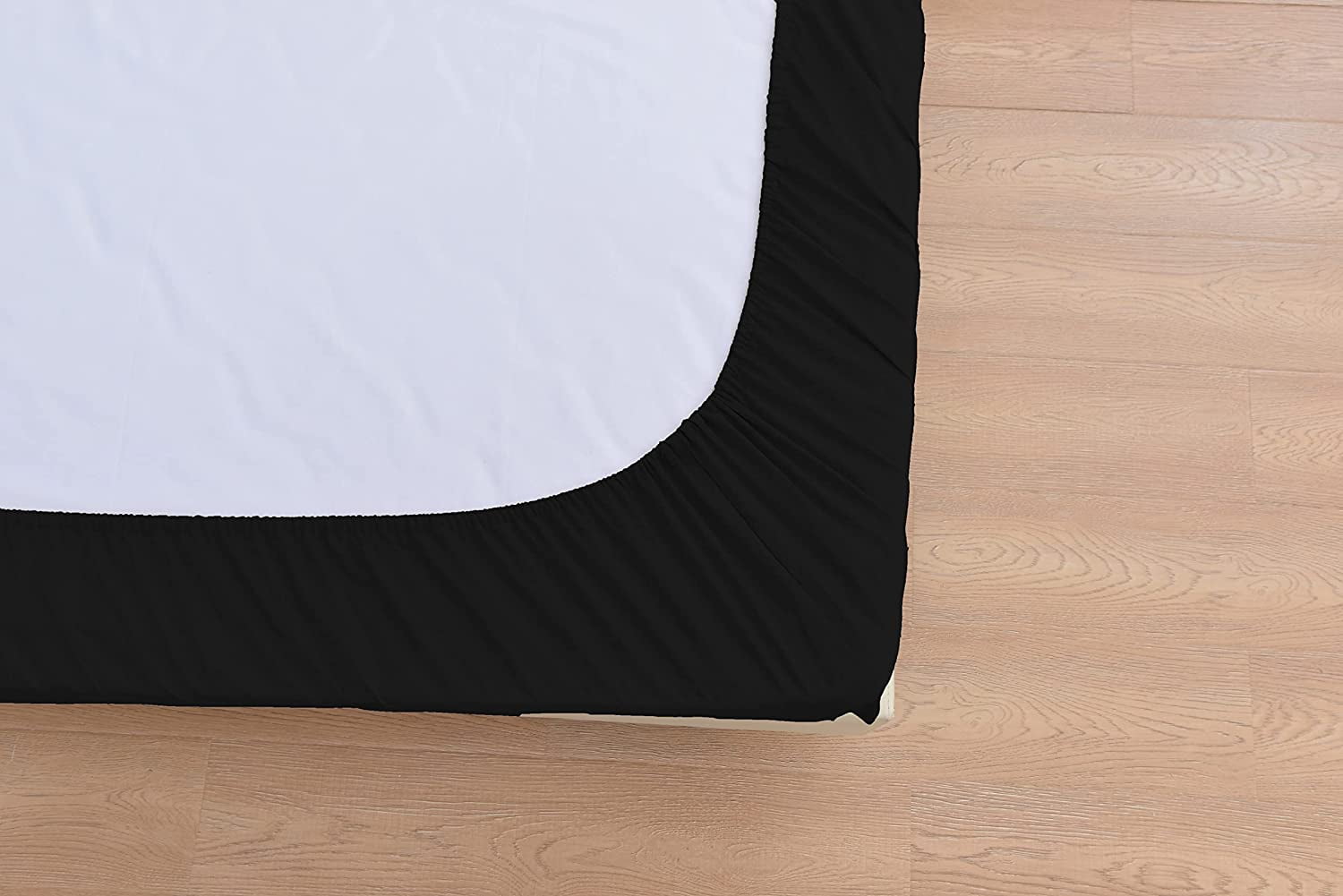 the Season Essentials Wrinkle Free Sheet Sets with Deep Pockets &amp; Stain Resistant, 1800 Thread Count Bamboo Based, Black, Queen
