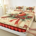 thumbnail image 3 of Manfei Red Cardinals Berry Twin Sheet Sets,Cute Bowtie Bow Twin Fitted Sheet,Merry Christmas Flat Sheet For Girls,Ultra Soft Home Decor,3 Pieces, 3 of 7