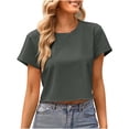 thumbnail image 3 of Blusa corta con estampado de manga corta y cuello redondo informal cómoda a la moda para mujer OAVQHLG3B Store lin121212, 3 of 3