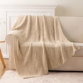 thumbnail image 5 of Battilo Beige Knitted Throw Blanket,Soft Textured Chenille Blanket, Lightweight Decorative Throw,50"x60", 5 of 8