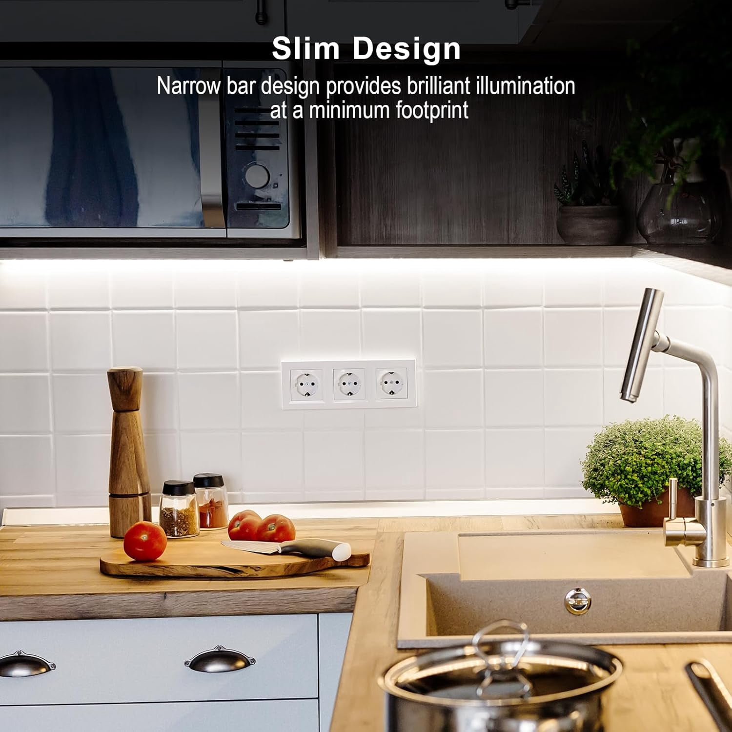 6 hard light strips equipped with plugs 12 Inch ultra-thin undercabinet lights: multi-scene dimming lighting magic, lighting up the kitchen and office life