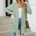 thumbnail image 5 of BOBOGOJP Women's Fall Fashion Cardigan Sweater Lightweight Open Front Long Casual Outfits with Pockets Light Green for Size XXL, 5 of 7