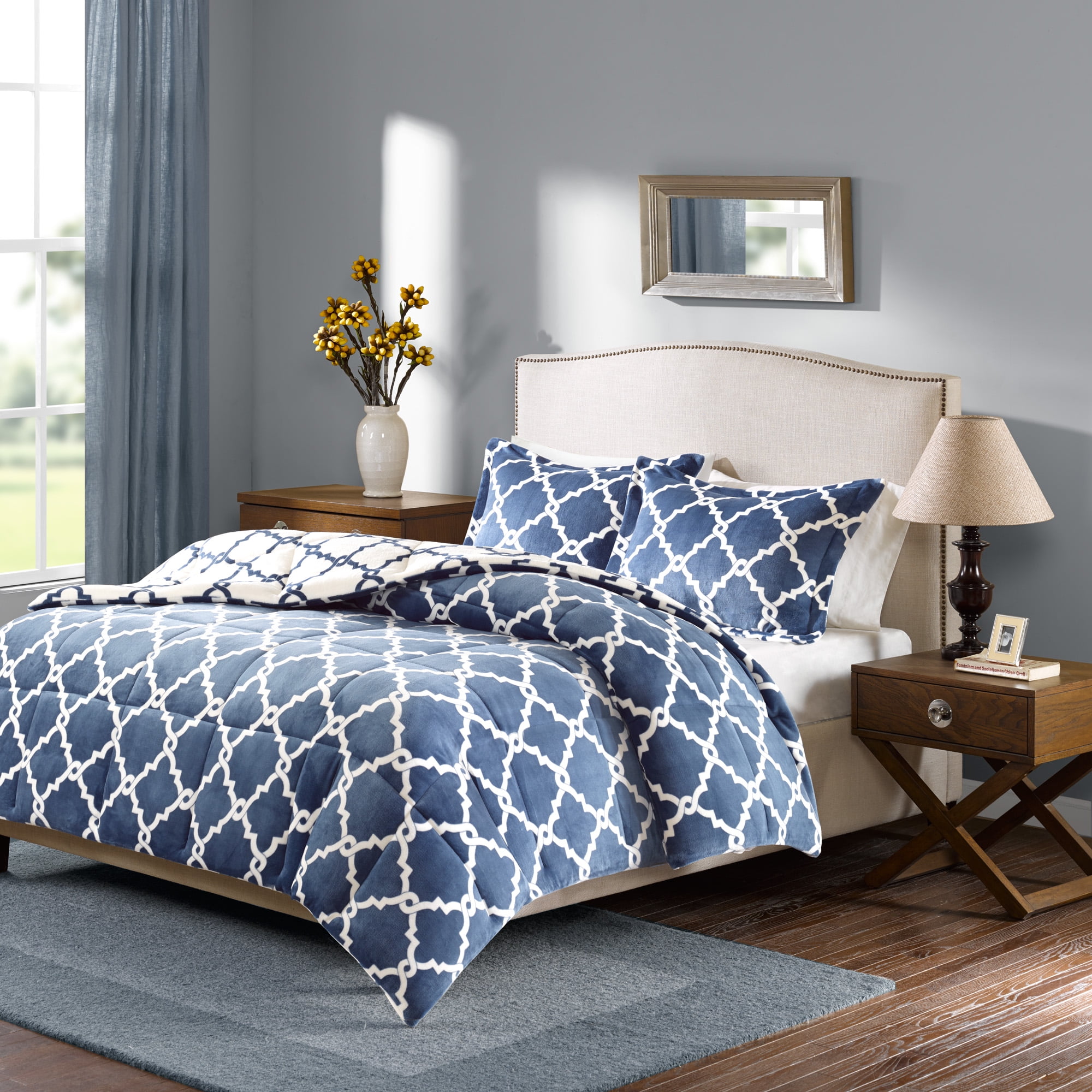 Comfort Classics Alston Reversible Plush Comforter Mini Set, Full/Queen