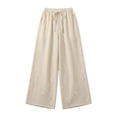thumbnail image 7 of PBFRDSJ Cotton Linen Plazzo Pants for Women Boho Floral Embroidered Drawstring Pants Casual Wide Leg Peasant Vacation Bottoms, 7 of 7