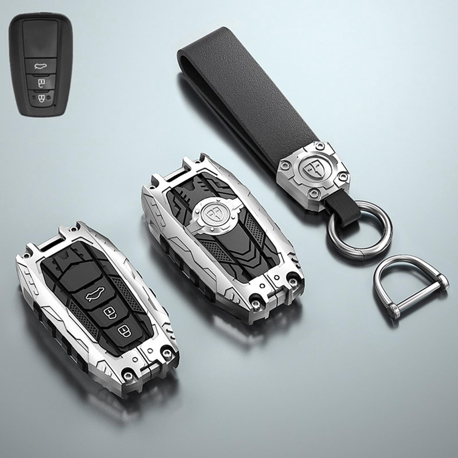 Key Cover Case, Zinc Alloy Metal Smart Remote Key Fob Case Protector Holder Shell Compatible with Toyota 2018-2022 Camry RAV4 Highlander Avalon C-HR Prius Corolla GT86