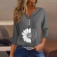 thumbnail image 5 of JULMCOMO Women's Summer Tops Cute Fashion Shirt Sunflower Print Button Up V-Neck Summer Tshirts 3/4 Sleeve Tunic Tops, 5 of 5