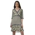 thumbnail image 1 of Moomaya Printed 3/4 Sleeve Georgette V-Neck Plus Size Clothing For Women Dress, 1 of 6