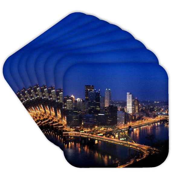3drose, Usa, Pennsylvania, Pittsburgh. City Skyline at Twilight., Set of 8 Coasters - Cork