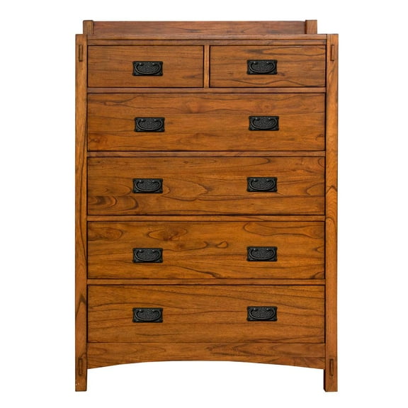 A-America Mission Hills Solid Wood 6-Drawer Chest in Harvest