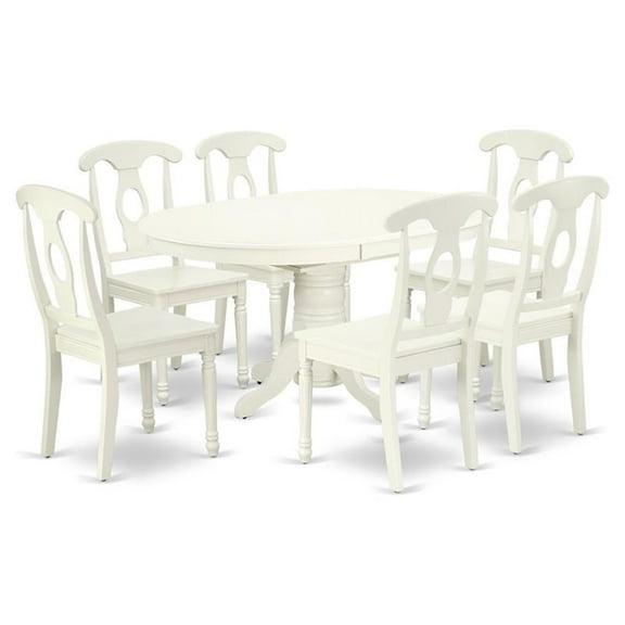 Atlin Designs 7-piece Wood Dining Room Set in Linen White