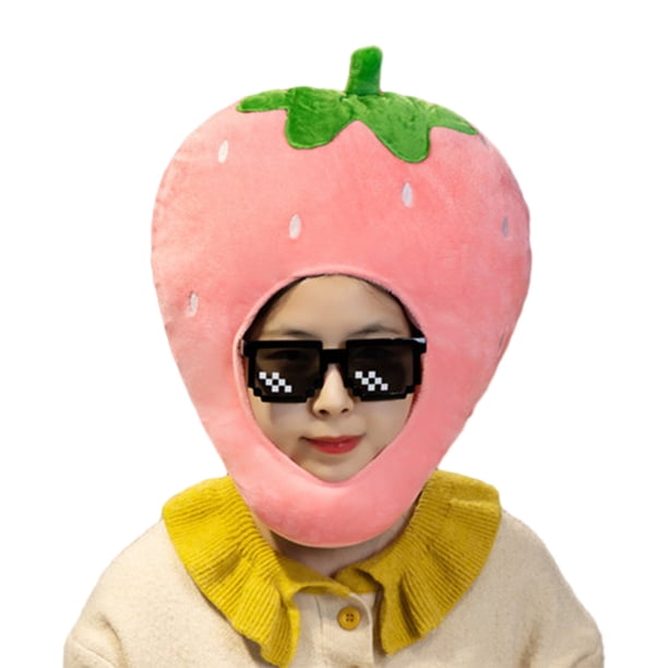 Capucha fotográfica con forma de fruta colorida y brillante, suave felpa, para la cabeza, con apertura para la cara, accesorio para fiesta de disfraces de celebridades de Internet