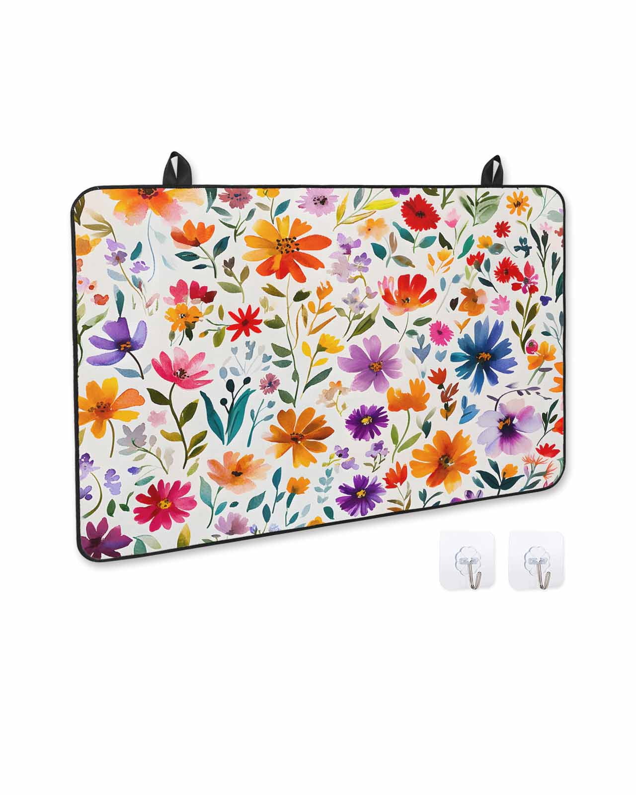 nqOlkjepod Large Induction Cooktop Protector Mat 36"x21", Purple Yellow Floral Stove Top Covers for Electric Stove, Spring Wildflower Pastoral Farmhouse Stove Burner Cover Mats Stove Cover