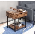thumbnail image 3 of JJS Modern Wood End Table with Drawer and Storage Shelves in Rustic Brown, 3 of 4