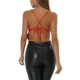 thumbnail image 3 of INSPIRE CHIC Women's Party Cami Spaghetti Straps Criss Cross Crop Sequin Top, 3 of 5