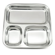 Lifestyle Block Stainless Steel Three Section Plate for Kids - Square Divided Kid's Plate