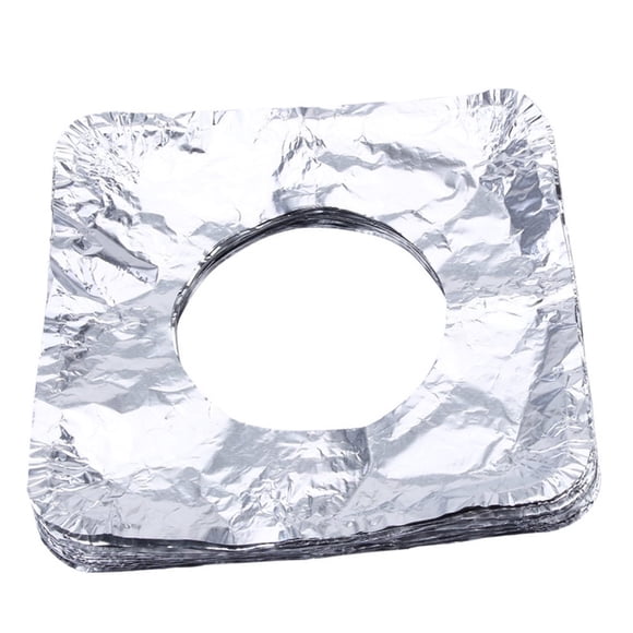 CUITING 50pcs Thickened Aluminum Foil Square Stove Burner Covers Gas Oven Covers for Gas Stove Liners Oil Proof Cleaning Pad