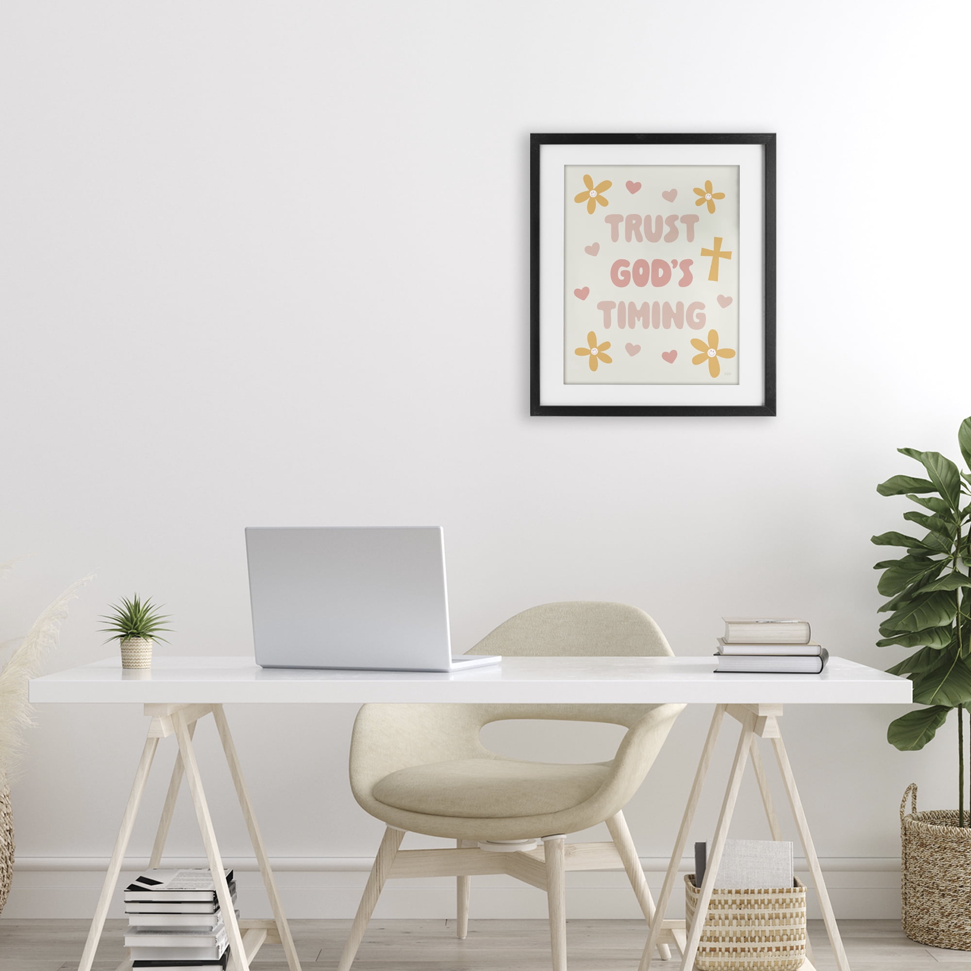 Stupell Industries Retro Trust God's Timing Black Framed Print Under Glass, design by Natalie Carpentieri