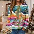 thumbnail image 2 of zaveiop Christmas Sweaters for Women Funny Round Neck Lightweight Festive Santa Snowflake Printed Cable Knit Pullover (Blue, M), 2 of 6