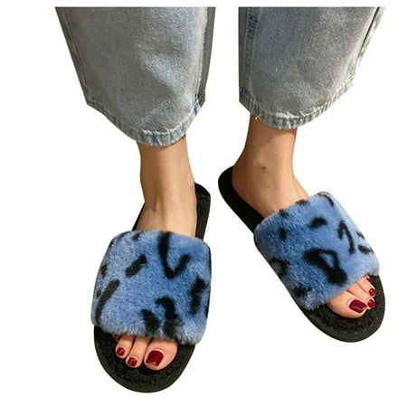 

Aayomet House Slippers Shoes Indoor Warm Leisure Print And Women s Slippers Leopard Slippers Women s slipper Blue 41