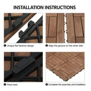 Yaheetech 12 x 12 in 27pcs Acacia Wood Floor Tiles Interlocking Flooring Tiles Patio Pavers Composite Decking for Outdoor & Indoor, Brown