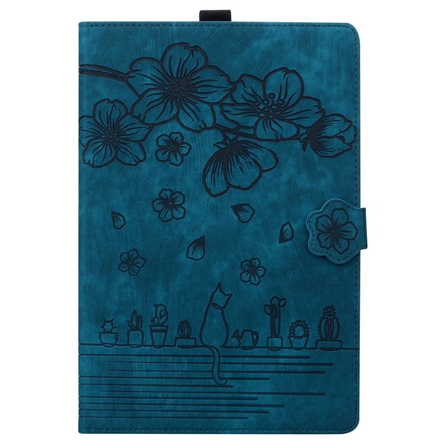 For iPad 9th Generation Case Embossed Flower Wallet Tablet Funda For iPad 10.2 9.7 Case For iPad 9 8 7 6 5 th Gen Air 1 2 Girls blue For iPad 9.7 2018