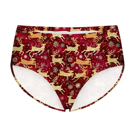 Christmas Women s Briefs Underwear Plus Size 3D Funny Printed Xmas Panties Shorts Thongs Stretch Comfy Panty