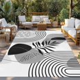 thumbnail image 2 of Grey Boho Geometric Outdoor Rug for Patio/Deck/Porch, Non-Slip Large Area Rug 4 x 6 Ft, Vintage Ethnic Abstract Lines Leaves Indoor Outdoor Rugs Washable Area Rugs, Camping Rug Carpet Runner, 2 of 8