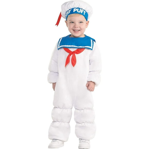 Party City Padded Stay Puft Marshmallow Man Halloween Costume for Babies, Ghostbusters, 6-12 Months, with Accessories