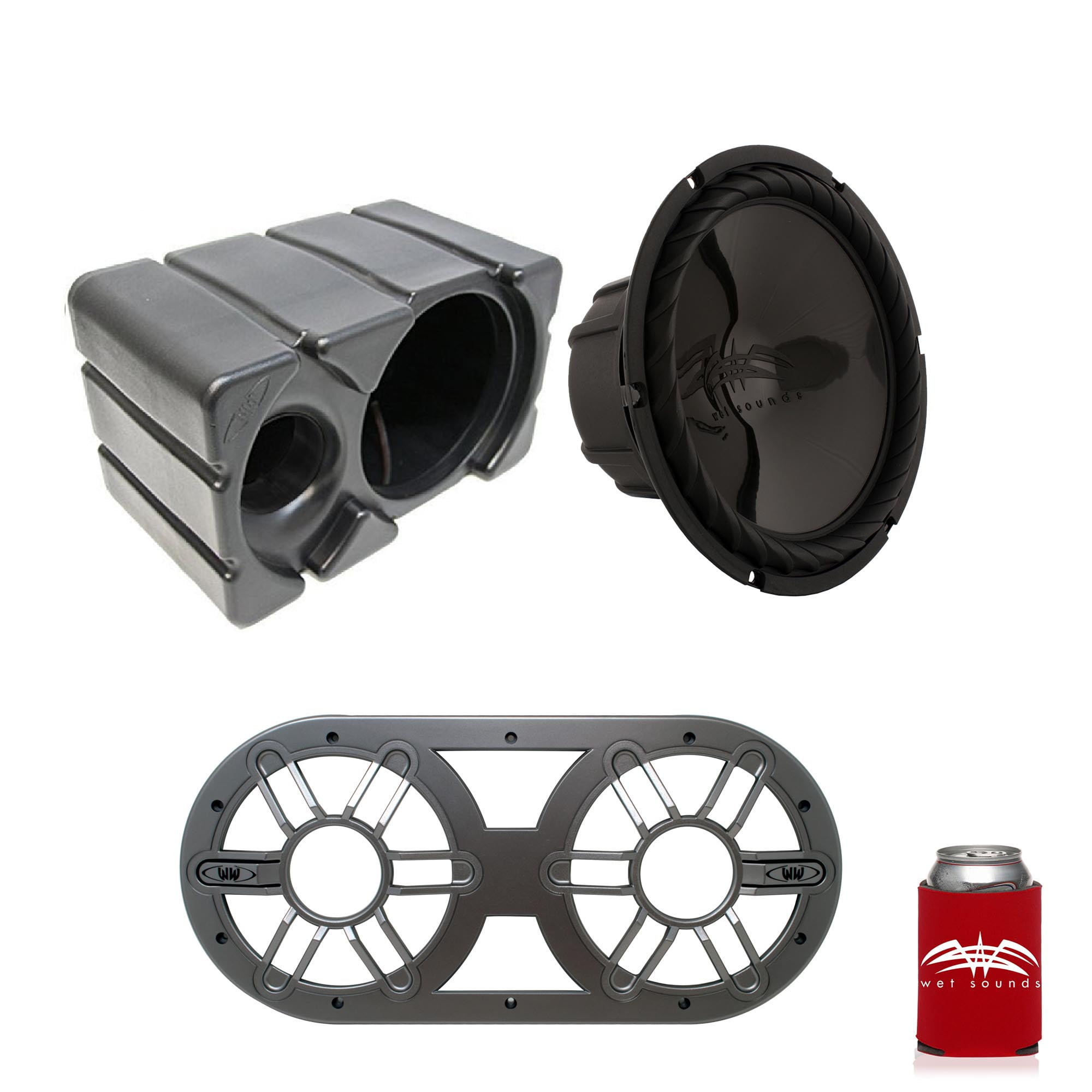 Wet Sounds SS10BS4 Black 10" Single 4 Ohm Marine Subwoofer with Ported