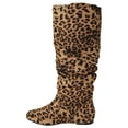 thumbnail image 2 of ZULUU cheetah Leopard Print Soda Brand Knee High Women Basic Boots Flat Slouchy Boots Slip on Faux Suede 6, 2 of 4