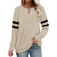 thumbnail image 1 of Womens Casual Sweatshirts Color Block Long Sleeve Sweaters Buttons Henley, 1 of 5