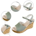 thumbnail image 6 of Rokment Women's Platform Wedge Dressy Sandals Trendy Casual Faux Wood Chunky High Heels Peep Toe Ankle Strap Summer Shoes for Daily Vacation Green Size 9.5, 6 of 8