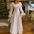 thumbnail image 2 of KHONTS Long Sleeve Boho Wedding Dresses for Women Satin Bridal Shower Gown Simple Engagement Dress for Bride White XL, 2 of 4