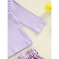 thumbnail image 7 of Suealasg Little Girls Fall Skirt Sets 6M 1T 2T 3T 4T Toddler Baby Girls Ruffled Long Sleeve Crew Neck Ribbed Tops +Plaid Pattern Skirt with Belt, 7 of 7
