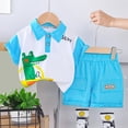 thumbnail image 2 of Toddler Boy Outfits Baby Boys 2PCS Shorts Set Kids Spring Summer Cotton Letter Print Short-sleeved Beach 12 18 24 Month 3T 4T 5T T-Shirt with T shirt Tops+Elastic Waist 2-Piece, 2 of 6