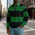 thumbnail image 3 of Men's Casual Long Sleeve Color Block Button Down Collar Loose Fit Top for Spring Fall Urban Style,Green,S, 3 of 5