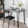 thumbnail image 4 of Dining Table Set for 4, 5Pcs Kitchen Table Set Metal and Wood Square Dining Room Table Set with 4 Upholstered Chairs for Small Spaces Apartment - Grey, 4 of 9