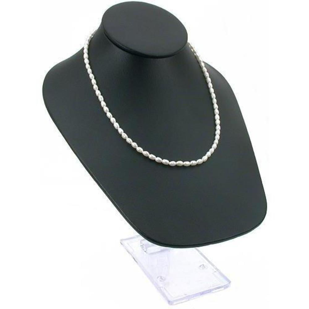 2 Black Leather Lay-Down Necklace Neckform Jewelry Bust 4 3/4"W x 4 5/8"D 