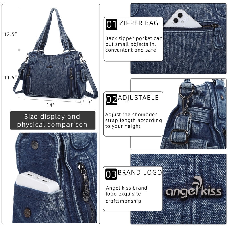 Angel Kiss Handbags for Womens Top-Handle Hobo Purse Roomy Casual Shoulder Bags PU Tote Satchel Purse for Womens