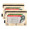 thumbnail image 2 of Dailycode 2 Pack Pencil Pouch for 3 Ring Binder Smooth Zipper Folders with Pockets Clear Window Pencil Case, Peach White Polka Dot, 2 of 6