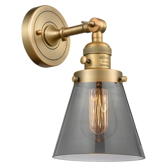 Innovations 203SW-BB-G63-LED Small Cone 1 Light Sconce part of the Franklin Restoration Collection, Brushed Brass