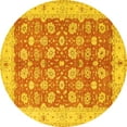 thumbnail image 1 of Ahgly Company Machine Washable Indoor Round Oriental Yellow Traditional Area Rugs, 6' Round, 1 of 4