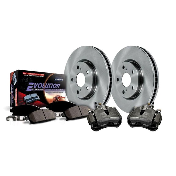 PowerStop Front Stock Replacement Brake Pad and Rotor Kit with Calipers Fits: PONTIAC SCION TOYOTA Select Models KCOE4669