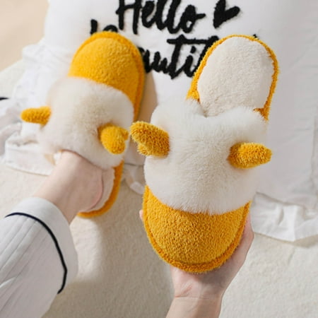 

Women Winter Warm House Slippers Soft Booties Non Slip Fleece Plush Home On Shoes For Girls Indoor Outdoor Shoe Yellow 6