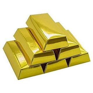 24/100 Pieces Gold Bars Fake Bar Gift Box Golden Party Favor Chocolate Gold  Coins Foil Treasure Brick Paper Boxes For Christmas Party Casino Theme Dec