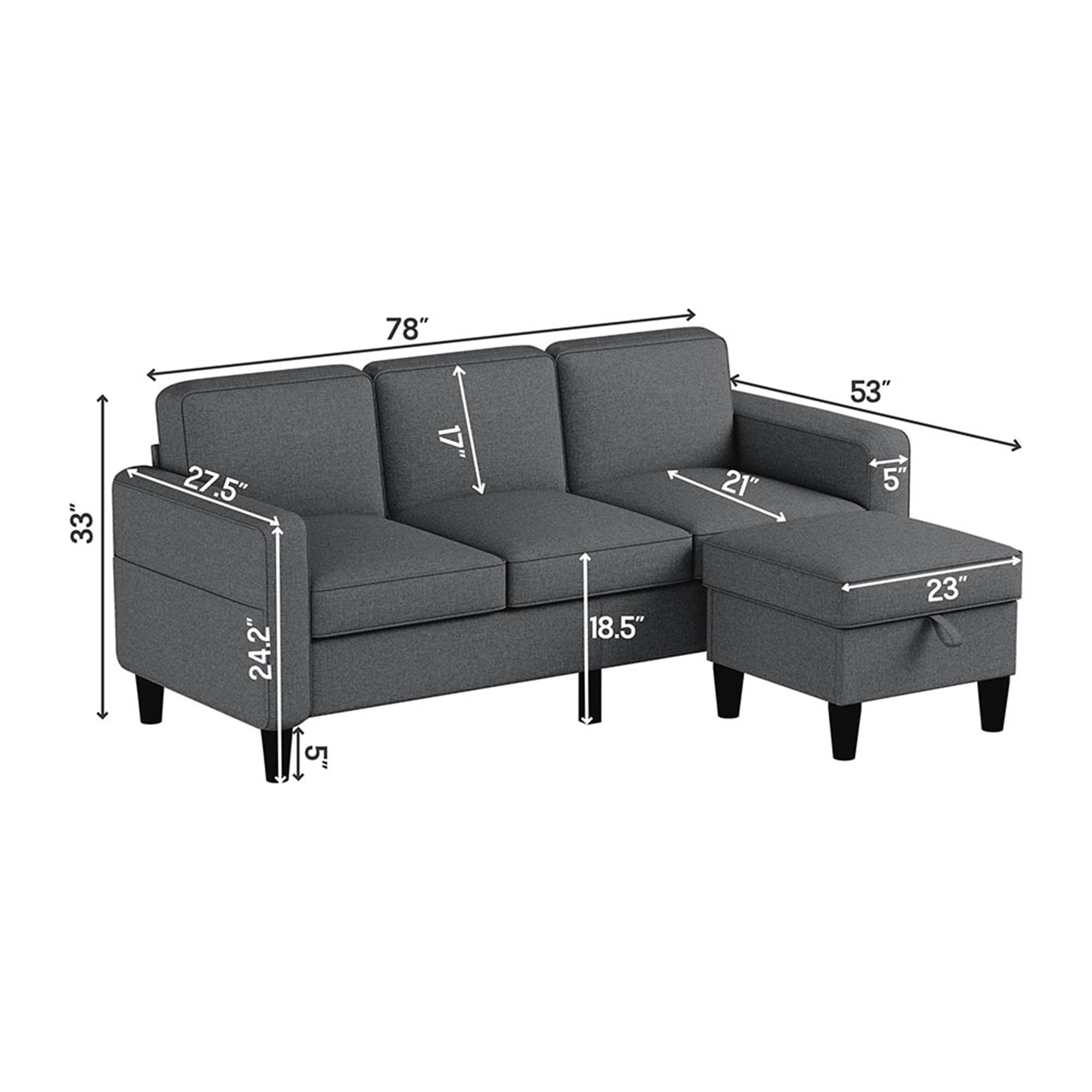 Kadyn Sectional Sofa Couch, L-Shaped Couch, 3-Seat Small Sectional Sofa for Living Room, Apartment, Small Space (Dark Gray) Kadyn Sectional Sofa Couch, L-Shaped Couch, 3-Seat Small Sectional Sofa for Living Room, Apartment, Small Space (Dark Gray)
