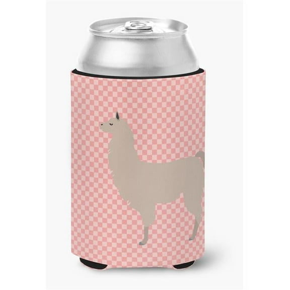 Llama Pink Check Can or Bottle Hugger