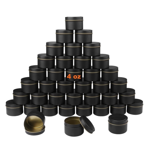 GENHAKON 36 paquetes de latas de velas negras de 4 oz, latas para hacer velas a granel, tarros de velas, recipientes para hacer velas