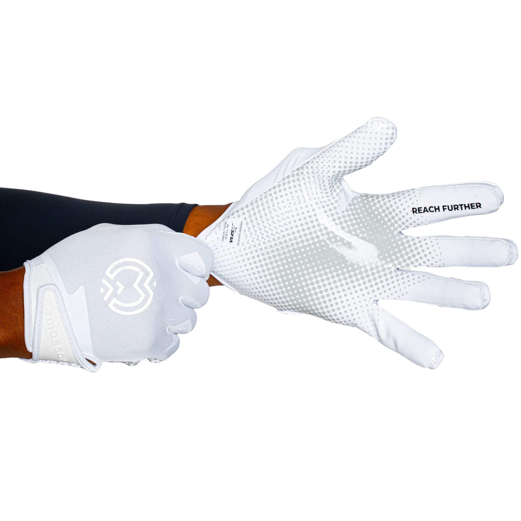 Massov VPRO3 Mens Adult Football Glove, Receiver Glove, White, Small